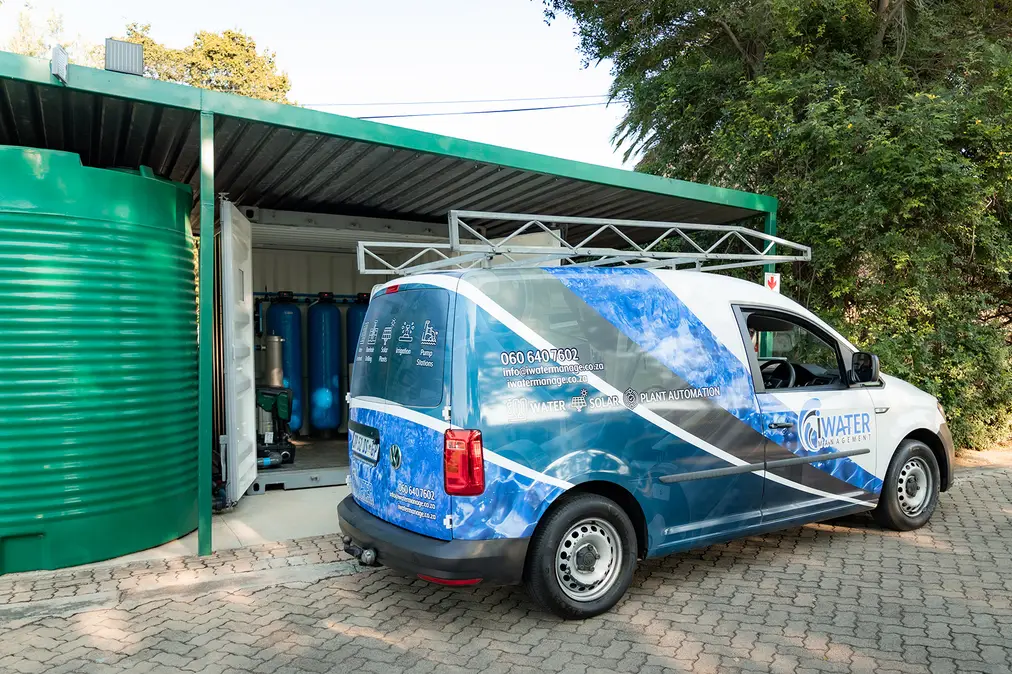 Branded van rear at site