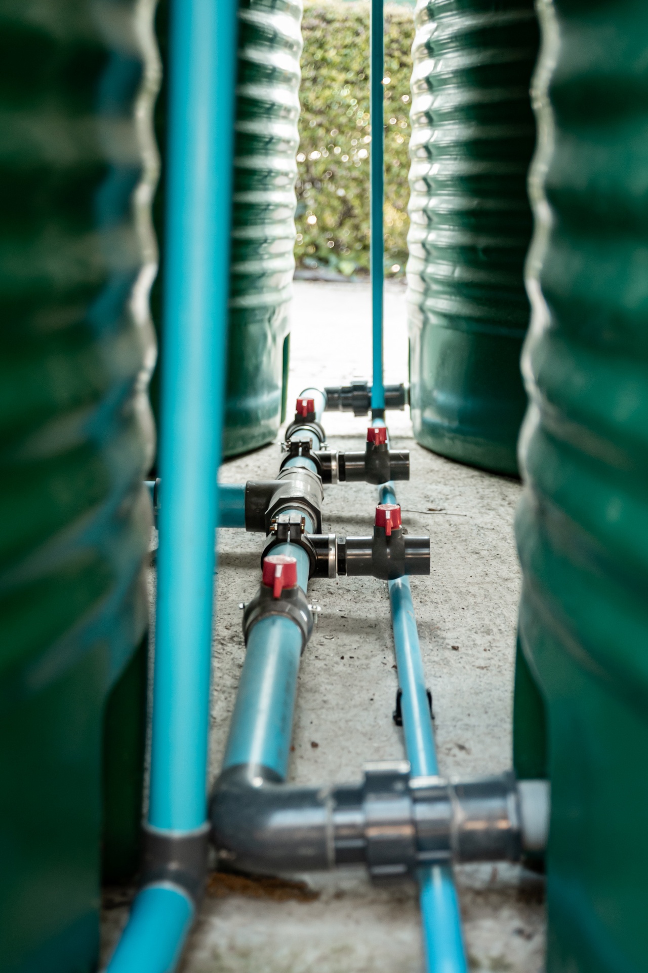 Green tank piping between