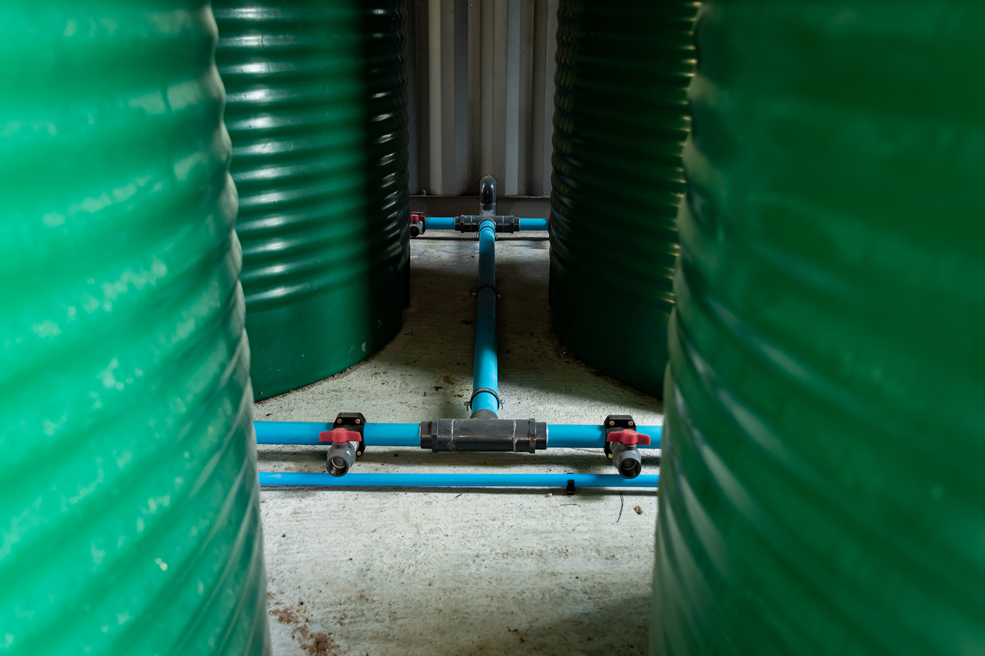 Green tank piping valves