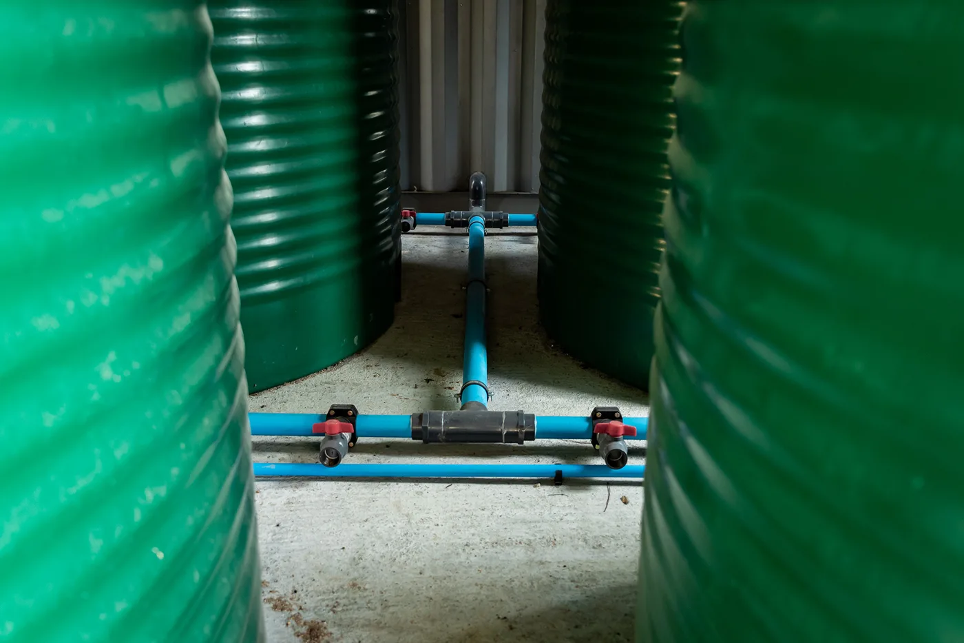 Green tank piping valves