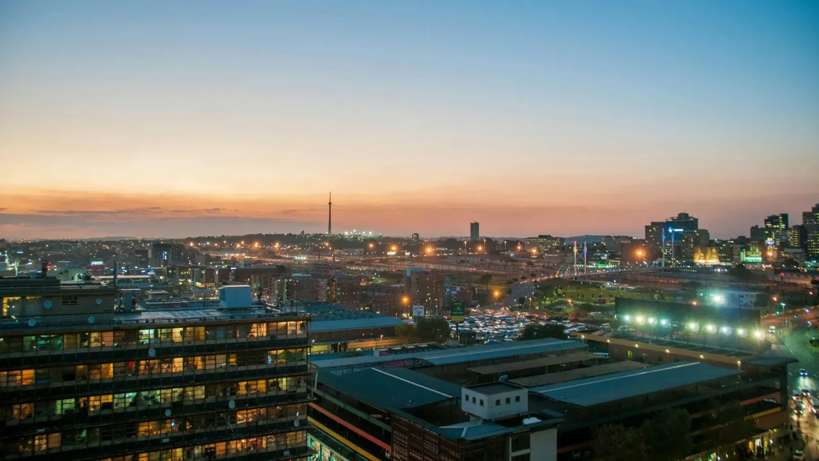 Johannesburg skyline representing the city where residents are protesting ongoing water outages and unreliable supply.