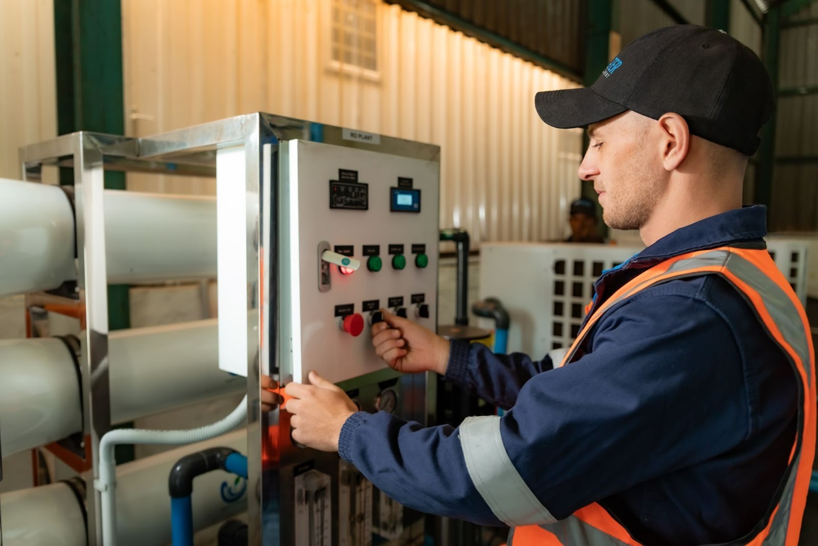 Technician at control panel