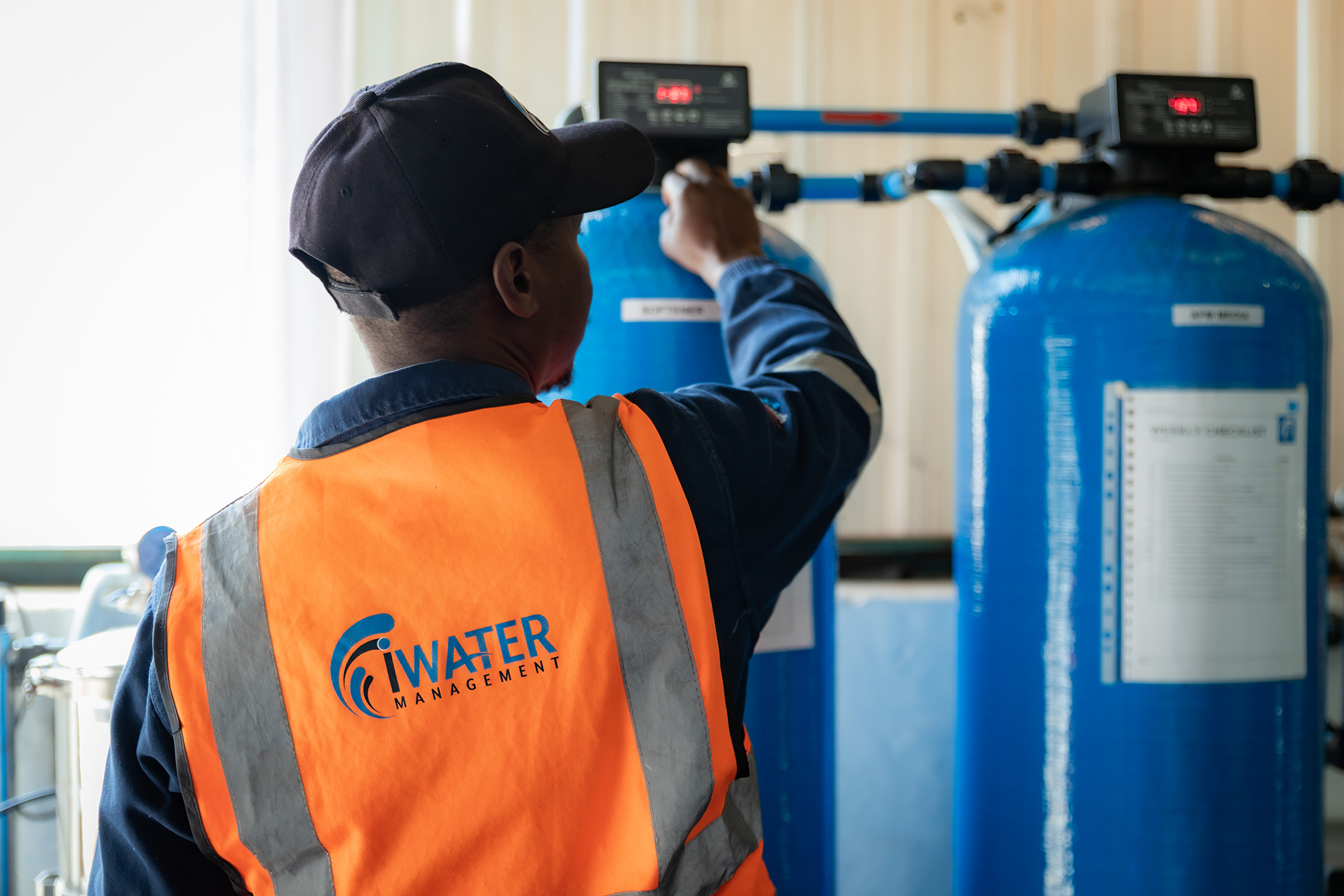 Technician at softener