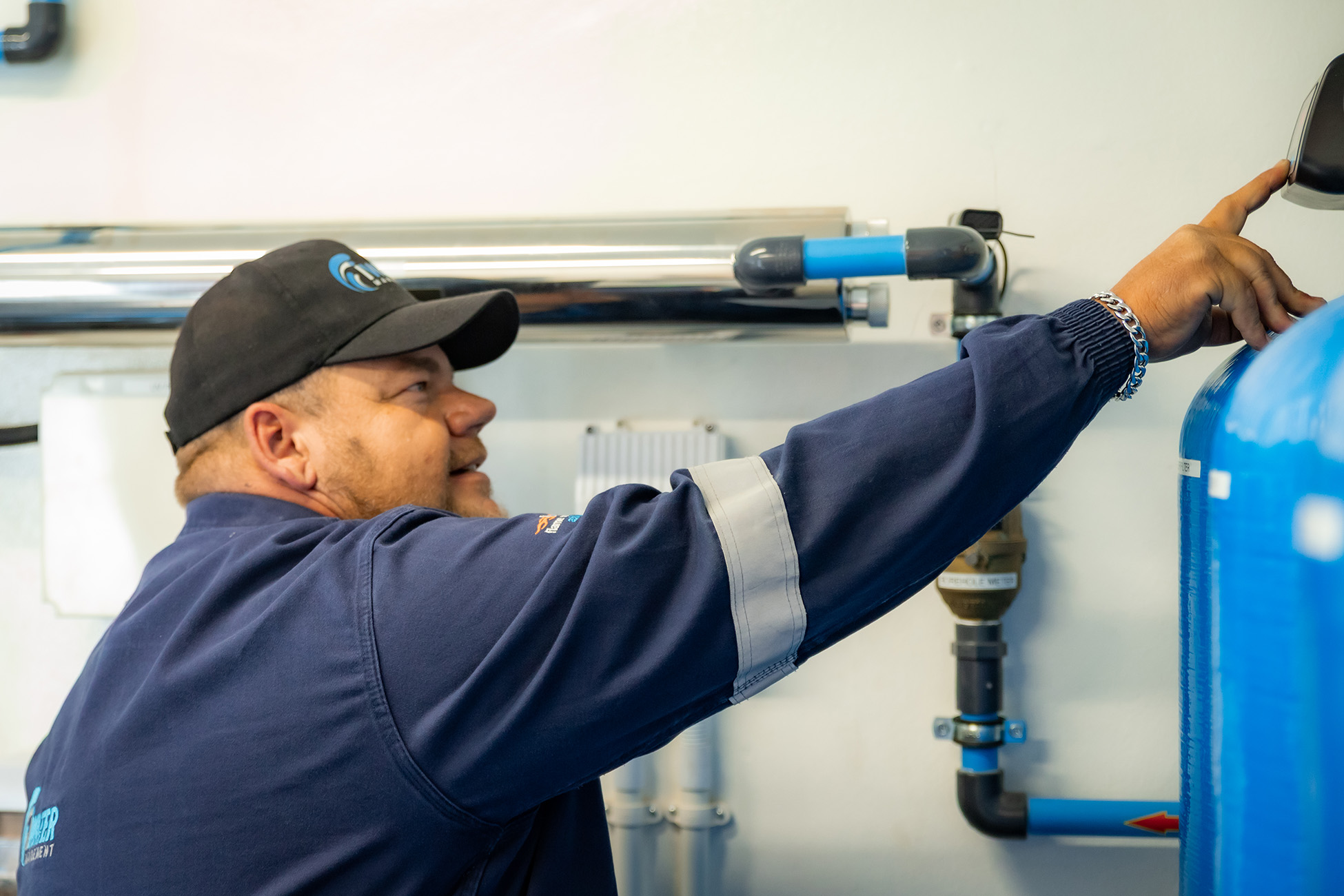 Technician with UV system