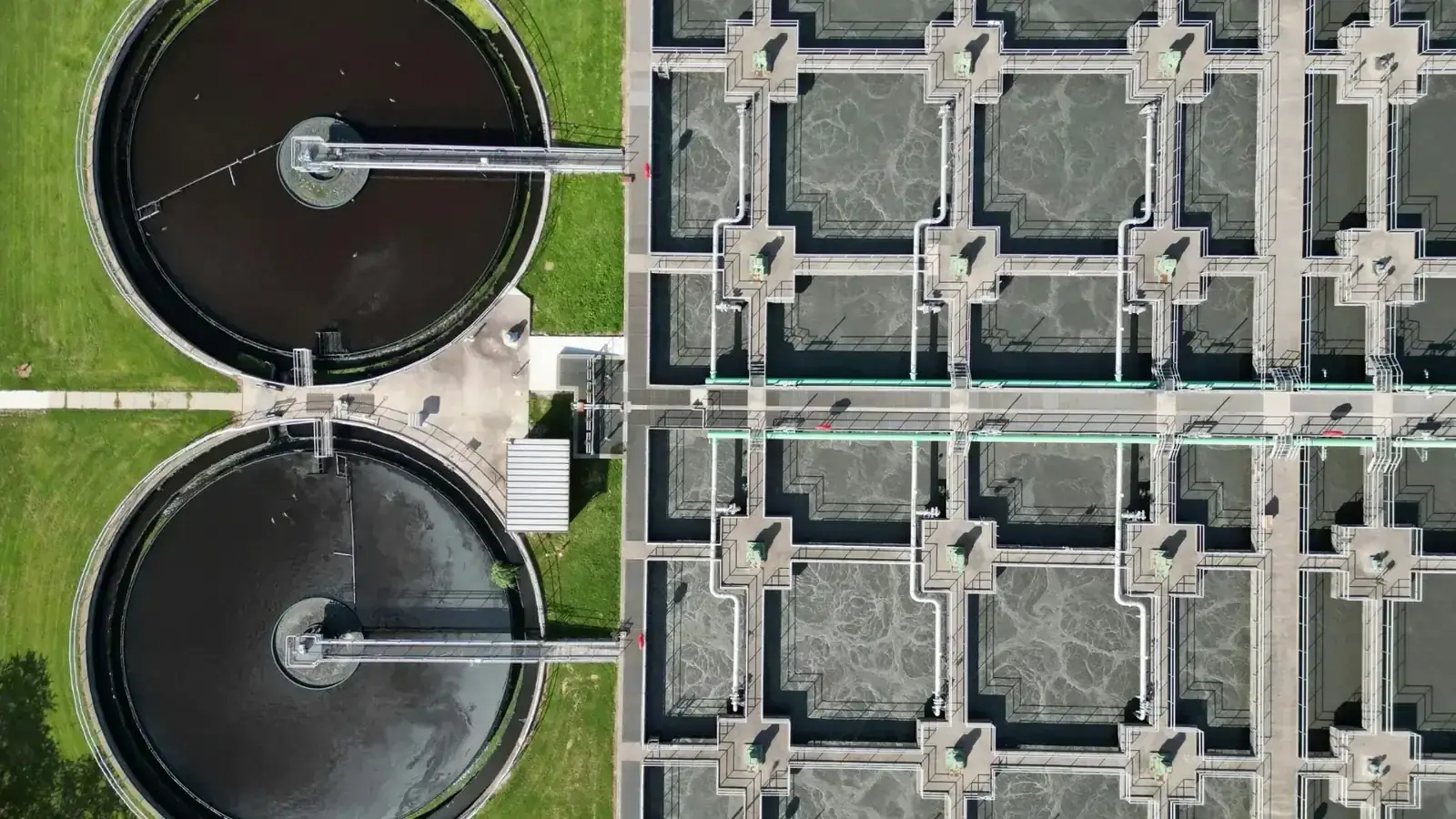 Aerial view of a wastewater treatment plant at an agricultural site in South Africa.