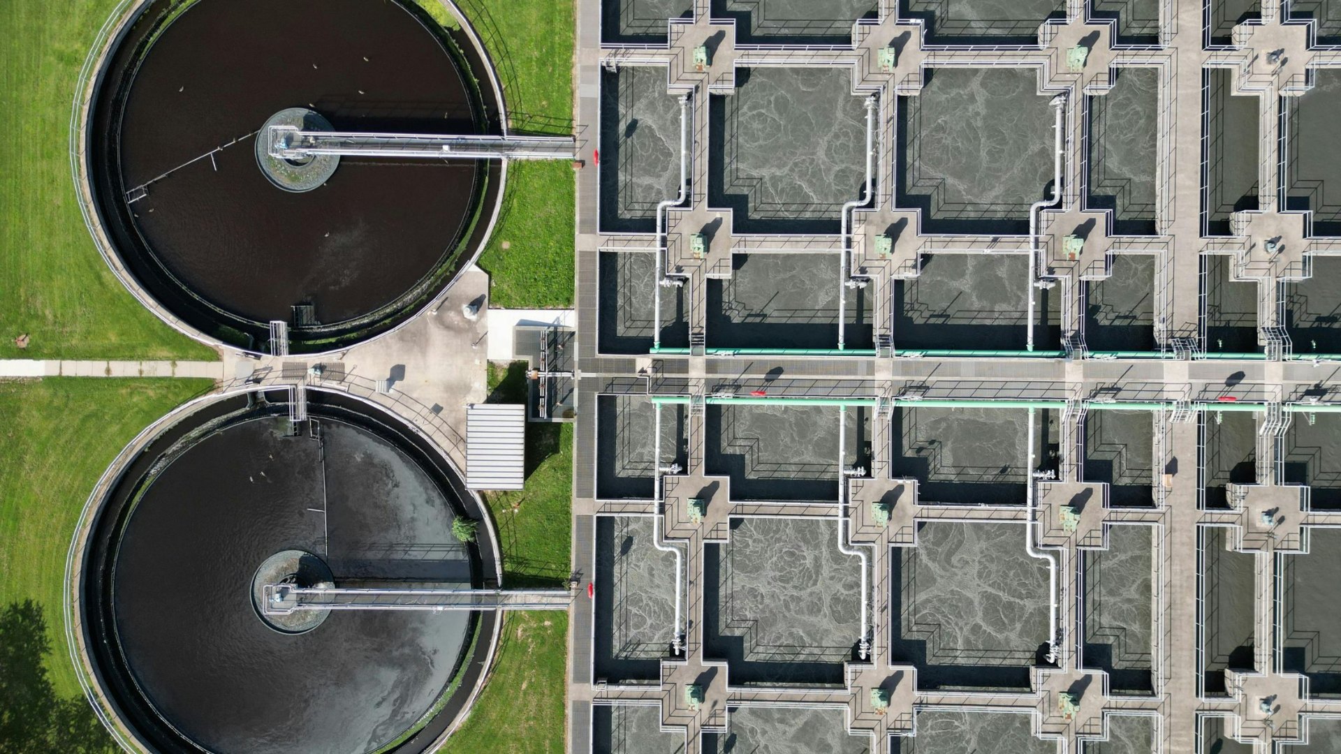 Aerial view of a wastewater treatment plant at an agricultural site in South Africa.